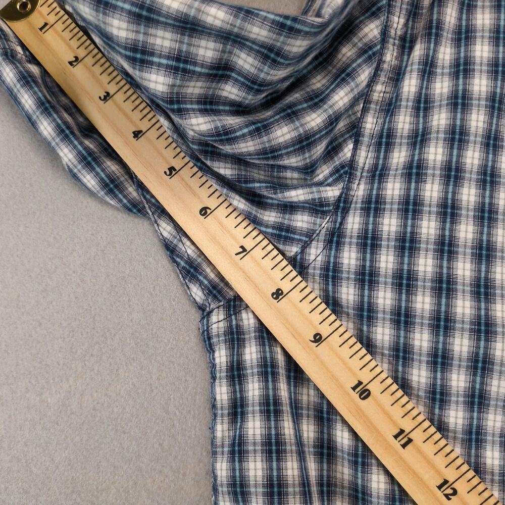 Wolverine Blue Plaid Cotton Button Down Shirt Men's L Tall Short Slv Gorpcore - Picture 6 of 10